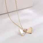 Double Heart Shape Pendant - 10K / 14K / 18K Gold (Yellow / White / Rose) lab diamond/moissanite/lab gemstone - Image 7
