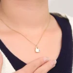 Double Heart Shape Pendant - 10K / 14K / 18K Gold (Yellow / White / Rose) lab diamond/moissanite/lab gemstone - Image 8