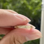 Milgrain Flower Engraved Band - 10K / 14K / 18K Gold (Yellow / White / Rose) lab diamond/color gemstone - Image 4