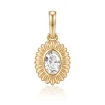 Oval Cut Solitaire Pendant Fluted Frame & Necklace - 10K / 14K / 18K Gold (Yellow / White / Rose) lab diamond/white moissanite/lab grown gemstone
