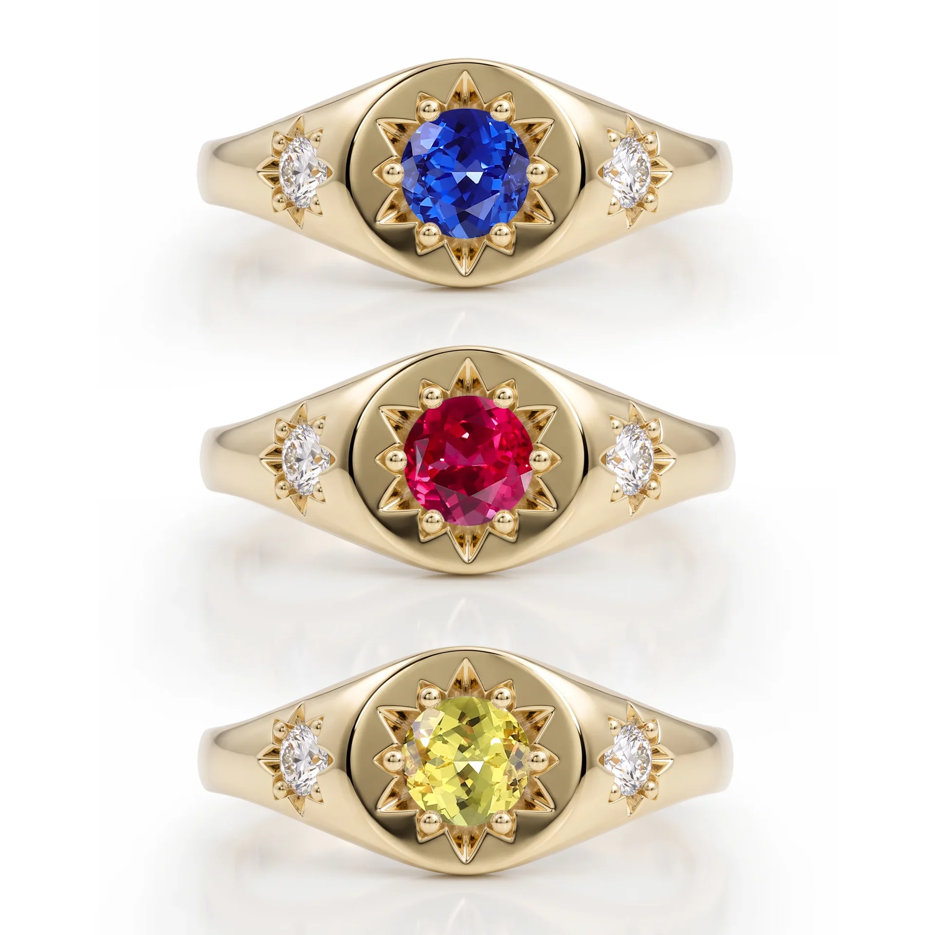 Starburst Chunky Ring (1) 0.7ctw Starburst Chunky Ring - 10K / 14K / 18K Gold (Yellow / White / Rose) / Platinum lab diamond/moissanite/lab gemstone - Image 1
