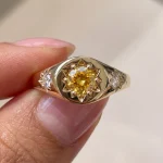 0.7ctw Starburst Chunky Ring - 10K / 14K / 18K Gold (Yellow / White / Rose) / Platinum lab diamond/moissanite/lab gemstone - Image 4