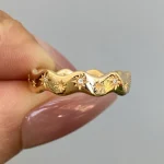 Stellar Wavy Band Ring - 10K / 14K / 18K Gold (Yellow / White / Rose) lab diamond/no stone - Image 4
