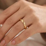 Stellar Wavy Band Ring - 10K / 14K / 18K Gold (Yellow / White / Rose) lab diamond/no stone - Image 5