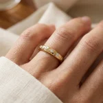 Versatile Stacking Ring - 10K / 14K / 18K Gold (Yellow / White / Rose) DEF VVS Round Lab Diamond/Lab Gemstone/Moissanite - Image 4