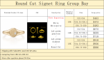 Round Cut Signet Ring - 10K / 14K / 18K Gold (Yellow / White / Rose) lab grown diamond/White Moissanite/Lab grown gemstone - Image 2
