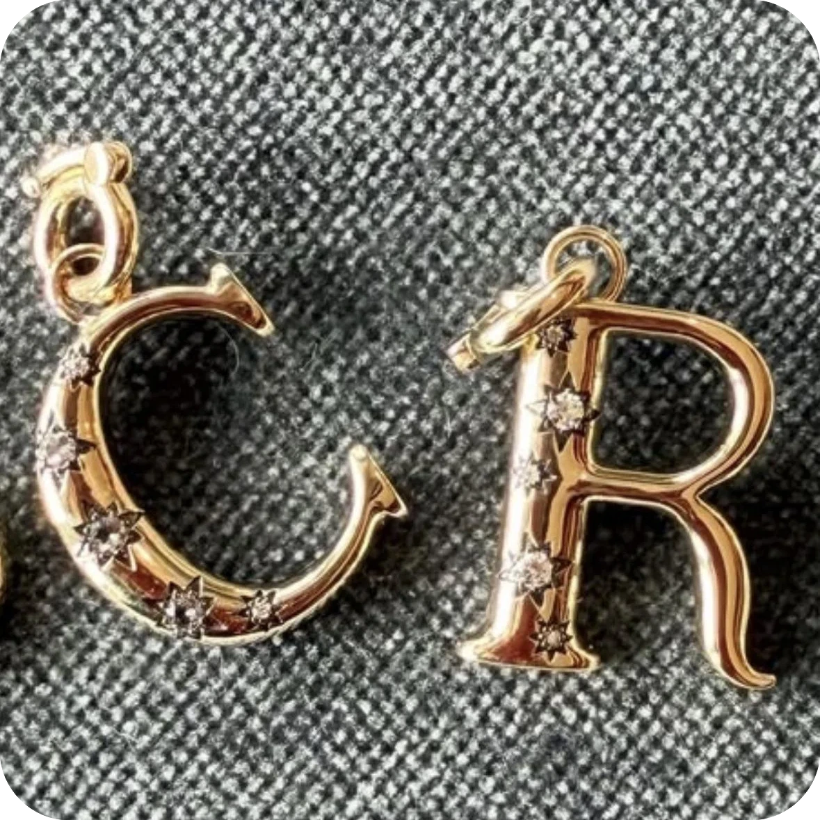 0.05ctw Letter Pendant (1) Letter Pendant - 10K / 14K / 18K Gold (Yellow / White / Rose) lab diamond/color lab gemstone/moissanite - Image 1