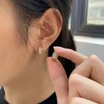 Huggie Hoop Earring - 10K / 14K / 18K Gold (Yellow / White / Rose) lab diamond/moissanite - Image 4