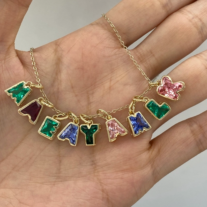 1ct Bubble Letter Pendant (3) 1ct Bubble Letter Pendant - 10K / 14K / 18K Gold (Yellow / White / Rose) lab diamond/moissanite/lab gemstone - Image 1
