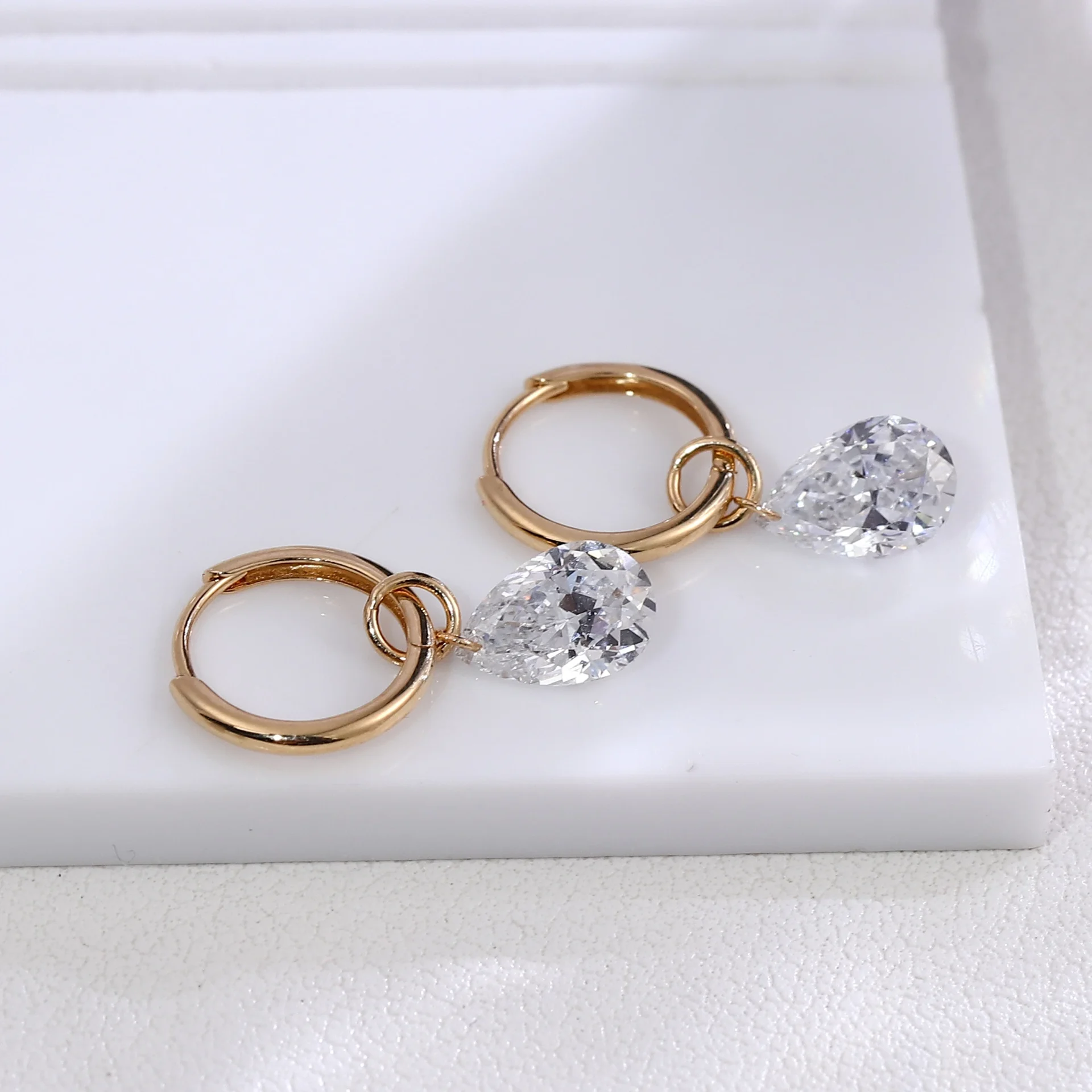 2ctw Drilled Pear Earrings (4) 2ctw Drilled Pear Earrings - 10K / 14K / 18K Gold (Yellow / White / Rose) lab diamond/moissanite/lab gemstone - Image 1