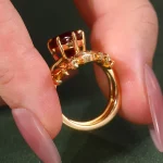 4ct Heart Ruby Flame Bridal Set Flush Fit Ring - Image 11