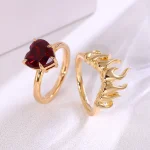 4ct Heart Ruby Flame Bridal Set Flush Fit Ring - Image 8