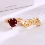 4ct Heart Ruby Flame Bridal Set Flush Fit Ring - Image 9