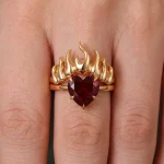 4ct Heart Ruby Flame Bridal Set Flush Fit Ring - Image 10