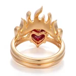 4ct Heart Ruby Flame Bridal Set Flush Fit Ring - Image 4