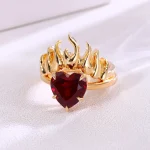4ct Heart Ruby Flame Bridal Set Flush Fit Ring - Image 5