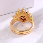 4ct Heart Ruby Flame Bridal Set Flush Fit Ring - Image 7