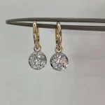 OEC Bezel Detachable Charm Earrings - 10K / 14K / 18K Gold (Yellow / White / Rose) lab diamond/moissanite/lab gemstone