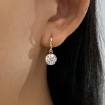 OEC Bezel Detachable Charm Earrings - 10K / 14K / 18K Gold (Yellow / White / Rose) lab diamond/moissanite/lab gemstone - Image 5