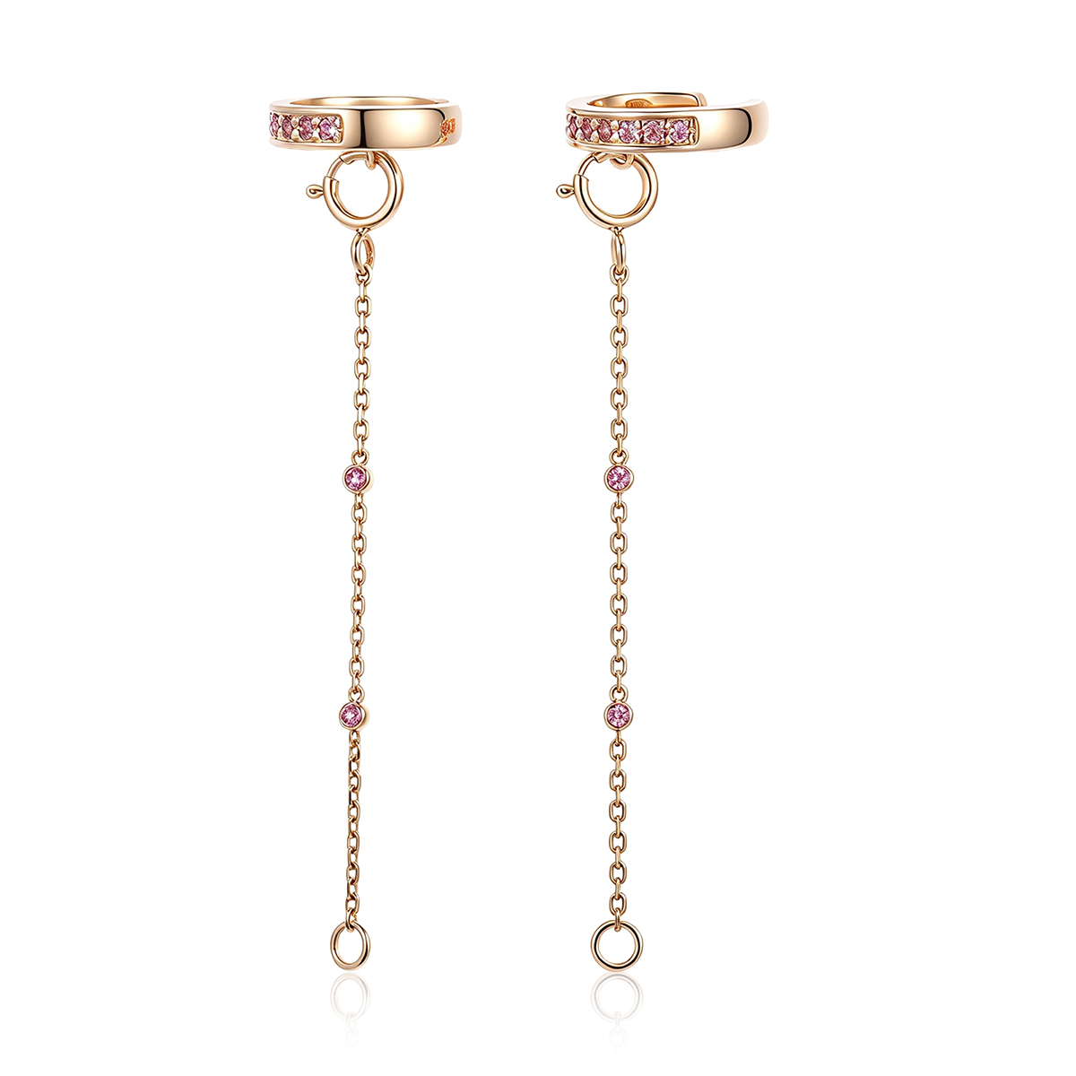 WH003-1 3.8cm Detachable Lab Pink Sapphire Huggie Earring (Single) - Image 1