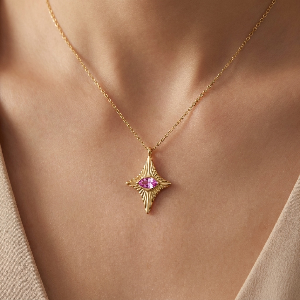 sunny261022-1-1 Provence Sunny-Marquise stone Star Pendant Group Buy - Image 1